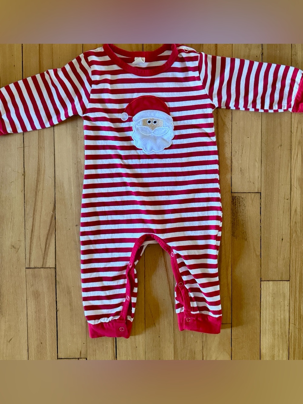 Striped Red & White Holiday Baby One-Piece Footie - Picture 1 of 3